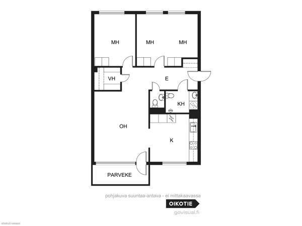 3-4 h, kph, 2 WC, lasitettu parveke  Vantaa - valokuva 3