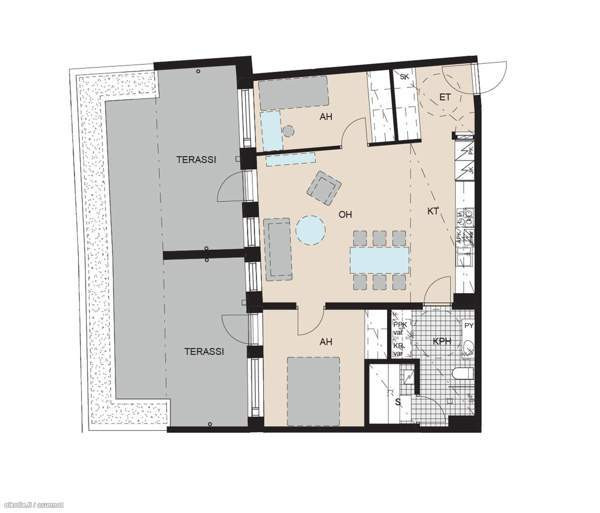 3h + avok + s + kph + terassi  Helsinki - valokuva 2