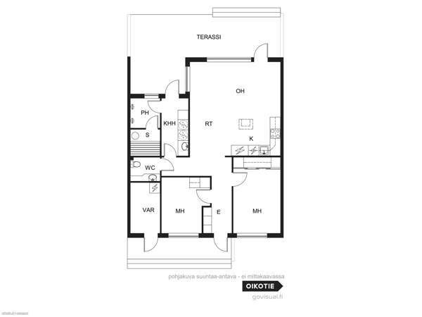 3h, avok, kph/sauna, khh, wc, var (YJ: 3h+kt+s)  Вантаа - изображение 2