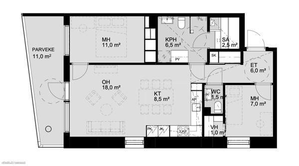 3h + k + kph + s + wc + las.p + OMA TONTTI  Oulu - valokuva 2