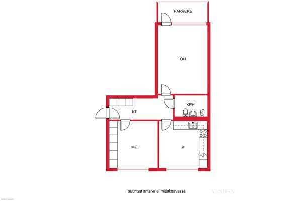 2h +k + lasitettu parveke  Helsinki - valokuva 2