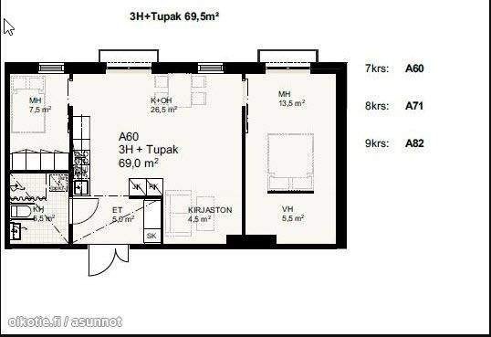 3h+tupakeittiö+ph+ranskalainen parveke  Kangasala - valokuva 8