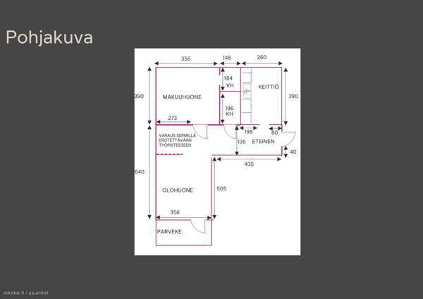 2h + p+vh+parveke  Oulu – foto 1
