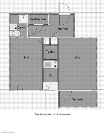 2h + kk + vh + lasitettu parveke  Helsinki - valokuva 2