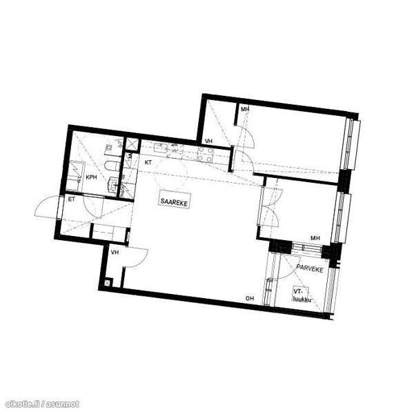 3h, avok, kph, lasitettu parveke, 2 x vh  Helsinki - photo 8