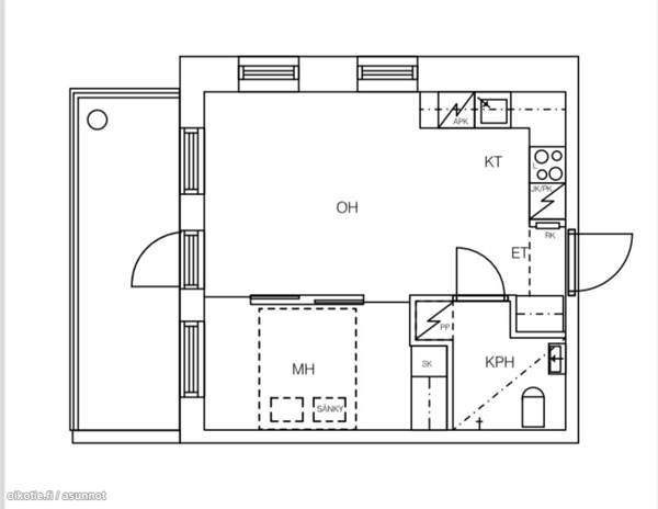 2h + kt + lasitettu parveke  Киркконумми - изображение 3
