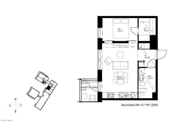2h+kk+lasitettu parveke  Oulu – foto 2