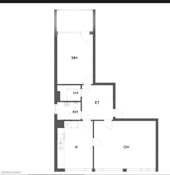 2h, keittiö, kylpyhuone/wc, vaatehuone,parveke  Glebychevo - valokuva 1