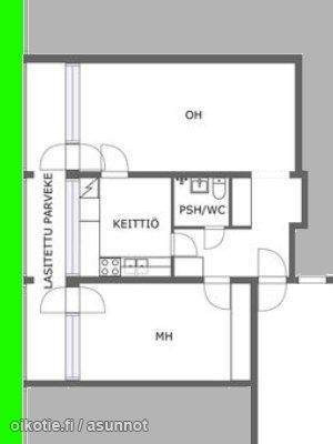 2h + k + kh + et + lasitettu parveke + AUTOTALLI m  Йямся - изображение 2