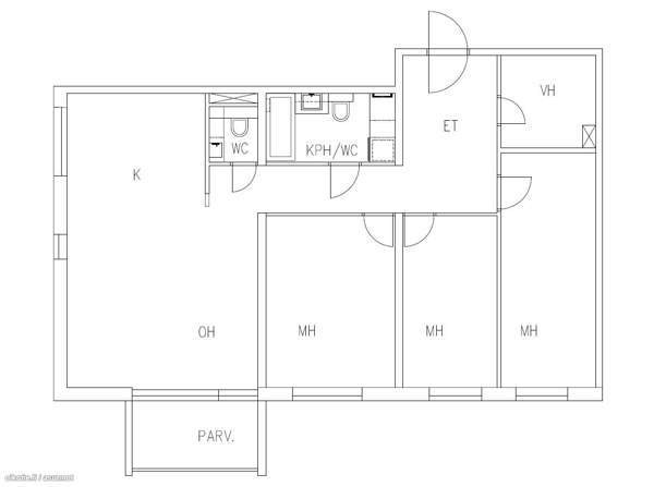 4h + avok + kph/wc + wc + vh + parveke  Espoo - valokuva 2