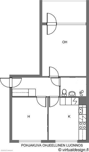 2h + keittiö ja lasitettu parveke  Raahe - photo 2