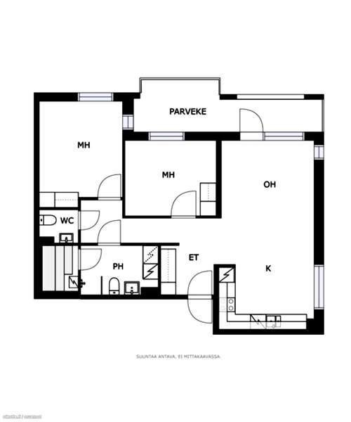 3h + avok + s + p + lasitettu parveke  Espoo - valokuva 2