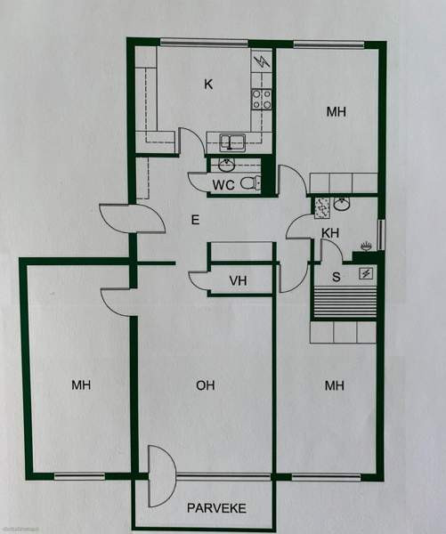 3mh + tilava oh + k + s + erillinen wc + lasitettu  Хювинкяя - изображение 2