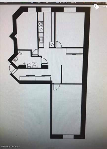 3 h, halli, keittiö, kylpyhuone  Helsinki - valokuva 3