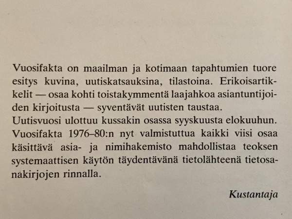 Kirjasarja Vuosifacta 1976-1980 Kuopio - photo 2