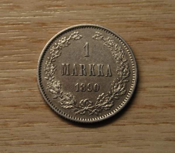 1 Markka 1890 Aleksanteri III Hopeaa Helsinki - photo 1