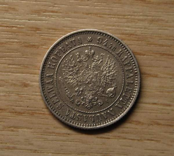 1 Markka 1890 Aleksanteri III Hopeaa Helsinki - photo 2