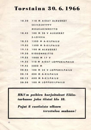 Hannes Kolehmaisen muistokisat 1966 Käsi ohjelma Tuusula - photo 4