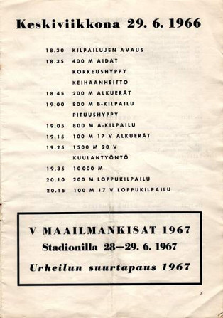 Hannes Kolehmaisen muistokisat 1966 Käsi ohjelma Tuusula - photo 3