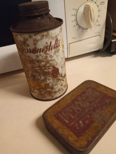 Vanha JARRUNESTE Pullo ja Havanna Pelti Rasia Merikarvia - valokuva 1