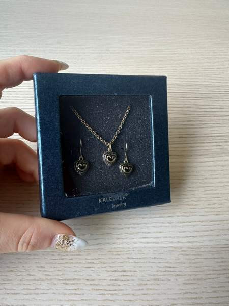 Kalevala talon sydän pronssi korvakorut sekä kaulakoru Imatra – foto 2