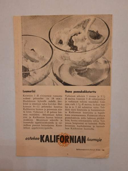 Vanha esite Uusista Kalifornian luumuista Helsinki - изображение 2