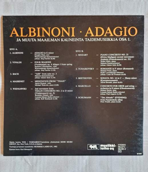Vinyyli LP Albinoni Adagio (ja muuta kaunista) Helsinki - valokuva 2