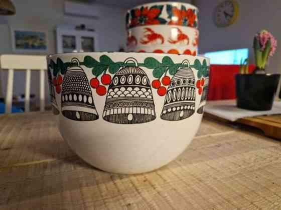 Arabia Finel Joulun kellot iso kulho ~21cm Helsinki