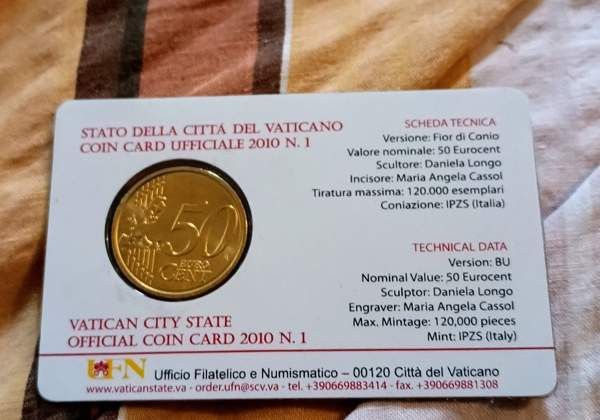 Vatikaani 2010 50c coin card Ylivieska - valokuva 2