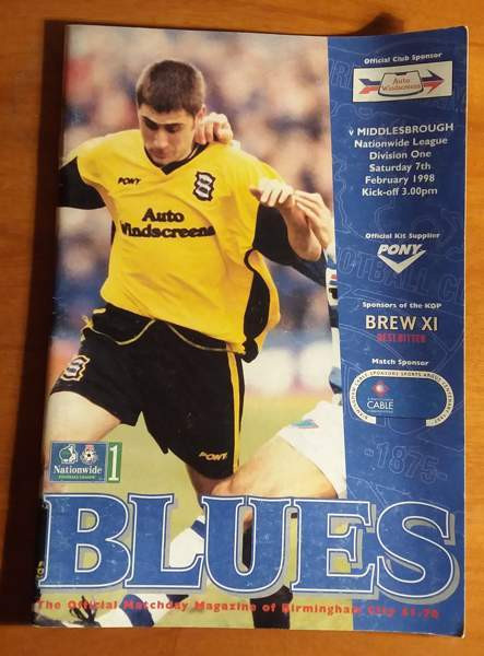 Birmingham City-Midlesbrough 7.2.1988 News & Records Official Matchday Magazine Лаппенранта - изображение 1