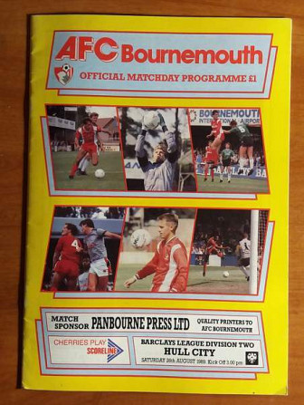 AFC Bournemouth v Hull City 26.8.1989 Official Matchday Programme Lappeenranta - valokuva 1