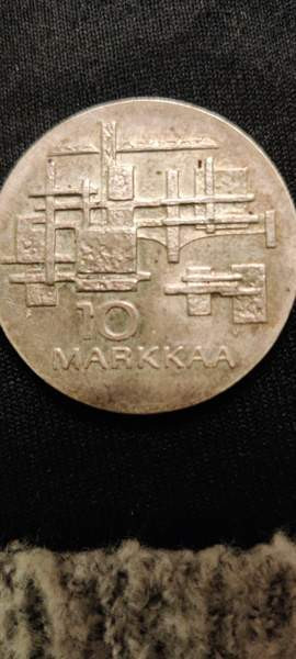 Hopeinen 10mk kolikko 1967 Suomussalmi - valokuva 1