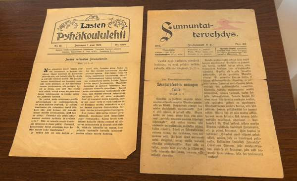 Sunnuntai-tervehdys 1916 ja Lasten Pyhäkoululehti 1923 Tampere - photo 1