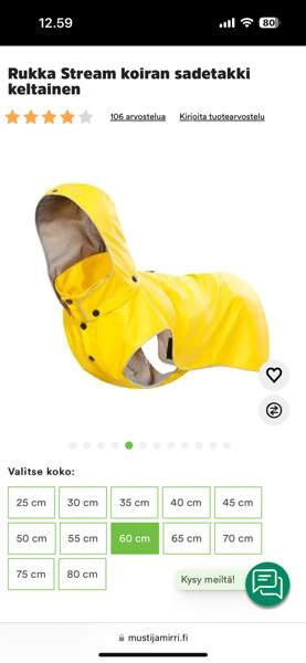 Rukka Stream koiran sadetakki keltainen Yloejaervi – foto 5
