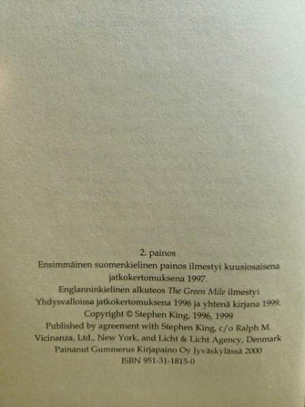 Stephen King: Kuoleman käytävä Vantaa - photo 3