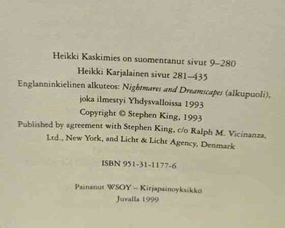 Stephen King: Yksinäinen sormi Vantaa