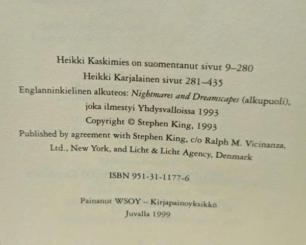 Stephen King: Yksinäinen sormi Vantaa - photo 3