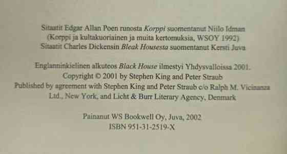Stephen King, Peter Straub: Pimeyden talo Vantaa