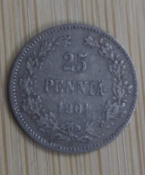 25 penniä v.1901 hopea Vantaa - valokuva 1