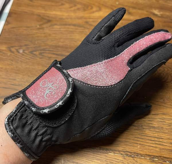 Horse Comfort ratsastuskäsine 12-14/7-7,5 musta/pinkkiglitter Lohja - photo 1