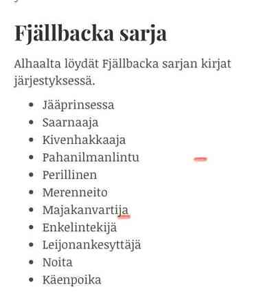 Fjällbacka sarjan kirjat, Camilla Läckberg Järvenpää