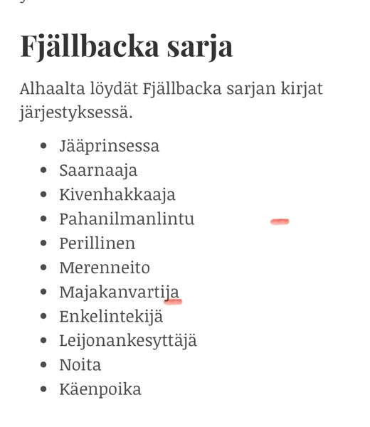 Fjällbacka sarjan kirjat, Camilla Läckberg Jaervenpaeae – foto 3