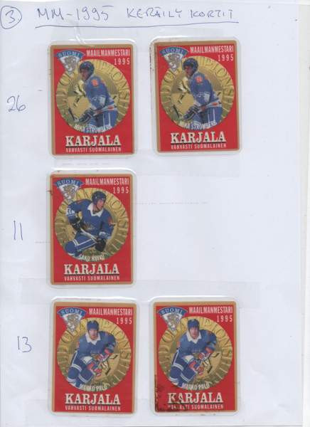 Myydään jääkiekon MM-1995 joukkueen keräilykortteja Миккели - изображение 4