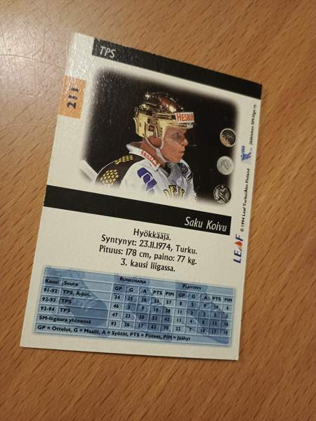 Saku Koivu - TPS Sisu - kortti v. 1994 Лахти - изображение 2