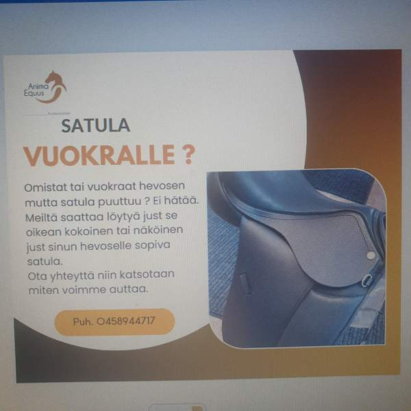 Vuokrataan ja myydään lähes uusia satuloita Pori - valokuva 1