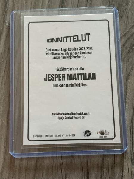 Cardset Signature Jesper Mattila Pori - photo 2