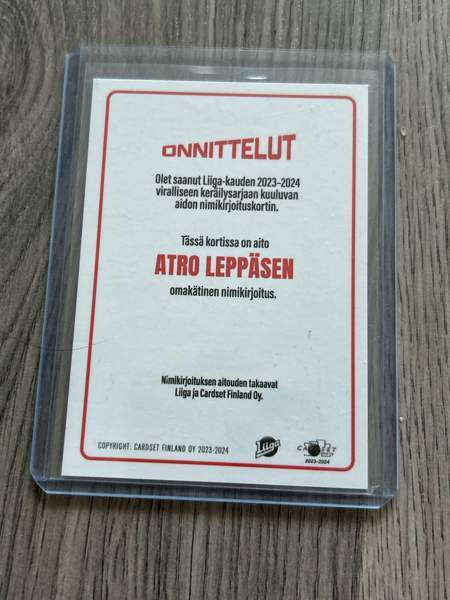 Cardset Signature Atro Leppänen Pori - photo 2