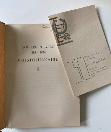 Tampereen lyseo 1884-1934 muistojulkaisu Helsinki - photo 3