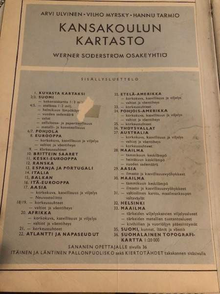 Vanha kansakoulun maailman kartasto-kirja Lappeenranta – foto 2