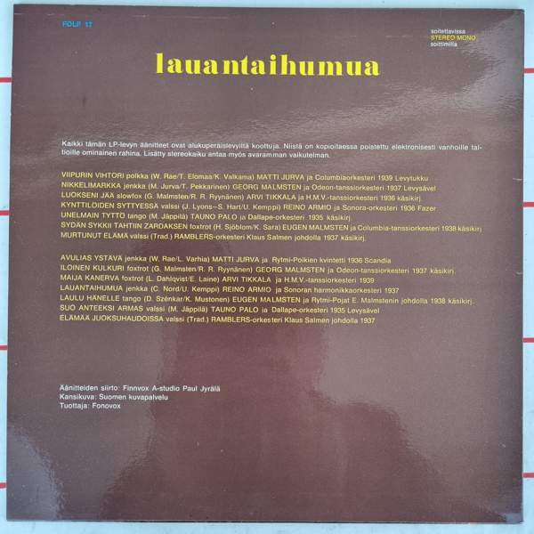 LP  Lauantaihumua. Turku – foto 2